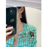 CHANEL小香不對稱粉鑽字母珍珠耳釘