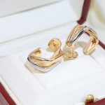 Cartier square three-color three-ring earrings