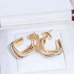 Cartier square three-color three-ring earrings