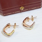 Cartier square three-color three-ring earrings