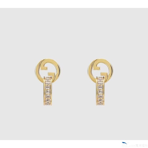 Gucci classic G logo diamond-encrusted stud earrings
