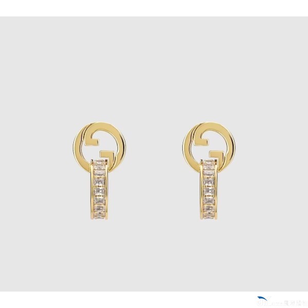 Gucci 古馳經典 G 標誌鑲鑽耳釘