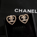 CHANEL 香奈兒早春金珠圓環雙 C 耳釘