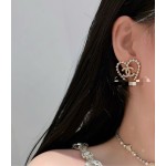 CHANEL 香奈兒早春金珠圓環雙 C 耳釘