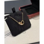 Cartier 卡地亞 Love 系列玫瑰金鑲鑽雙環項鍊