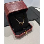 Cartier 卡地亞 Love 系列玫瑰金鑲鑽雙環項鍊