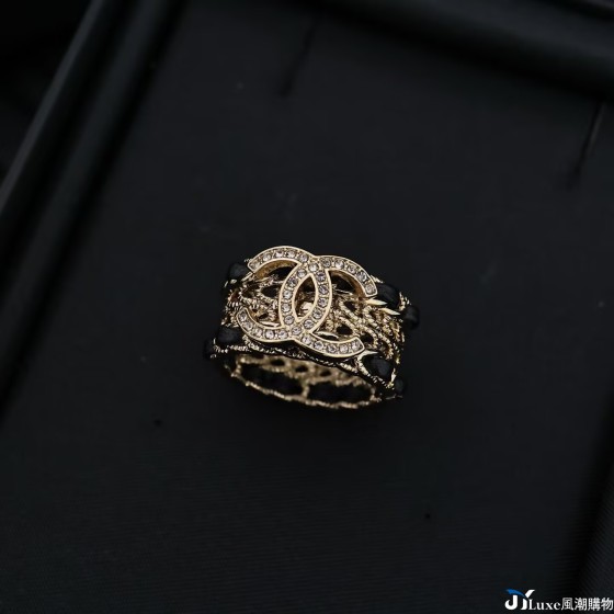 CHANEL 香奈兒 24C 羊皮網狀雙 C 戒指