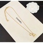 CHANEL 香奈兒新款格紋雙 C 圓鑽項鍊