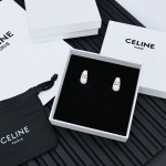 Celine 凱旋門白琺瑯水滴耳扣