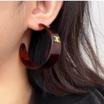 Celine 凱旋門玳瑁亞克力 C 圈耳環