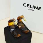 Celine 凱旋門玳瑁亞克力 C 圈耳環