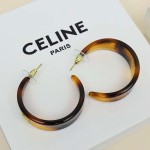 Celine 凱旋門玳瑁亞克力 C 圈耳環