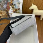 全手縫凱莉Herbag帆布包內縫帆布拼牛皮mini20單肩斜挎包