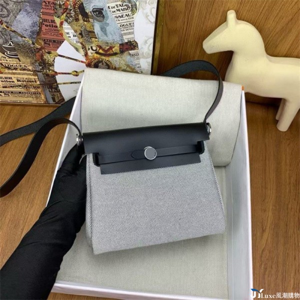 全手縫凱莉Herbag帆布包內縫帆布拼牛皮mini20單肩斜挎包