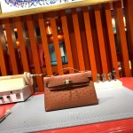 全手縫mini一代凱莉包空姐包原版南非鴕鳥皮22cm晚宴包