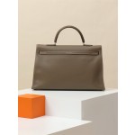 Hand-sewn 35cm Kelly bag, original swift leather platinum bag, large-capacity shoulder handbag