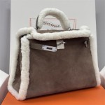 全手工手縫原版swift鹿皮泰迪teddy凱莉包拼兔毛