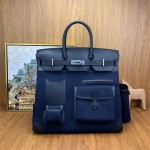 All-hand-sewn cargo canvas Birkin bag HAC40 original swift leather patchwork canvas women\'s bag