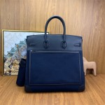 All-hand-sewn cargo canvas Birkin bag HAC40 original swift leather patchwork canvas women\'s bag