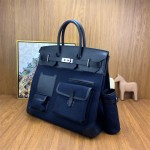 All-hand-sewn cargo canvas Birkin bag HAC40 original swift leather patchwork canvas women\'s bag