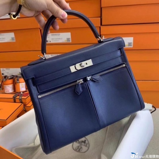 Fully hand-sewn double-bag lakis Kelly bag, platinum bag, original swift cowhide, 32cm, multiple colors